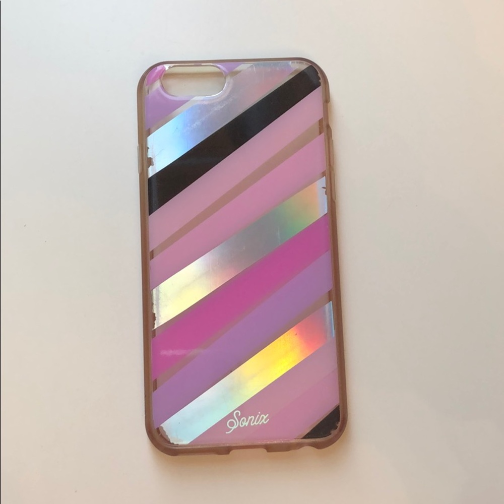 ⭐️iPhone 6/7/8 “Pink/Black Stripe” Sonix Case